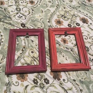 Vibrant Wooden Picture Frames in Pink and Red